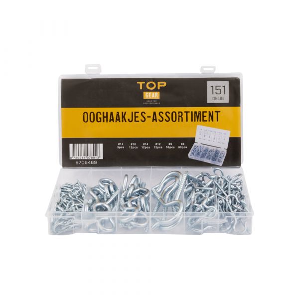 TOPGEAR Assortiment de crochets à œil 151 pcs