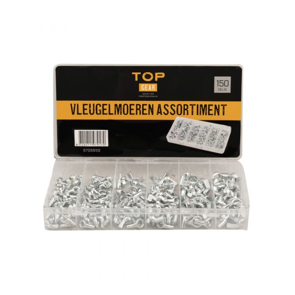 Topgear vleugelmoeren ass. 150 dlg.