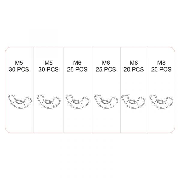 Topgear vleugelmoeren ass. 150 dlg.