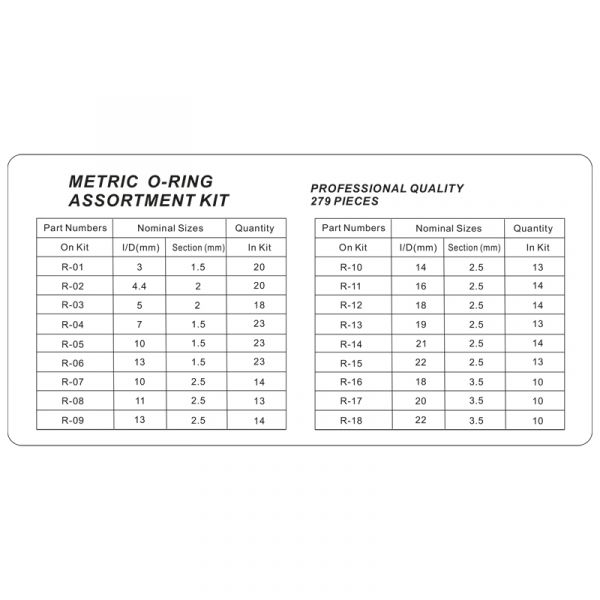 Assortiment de joints toriques TOPGEAR 279 pièces