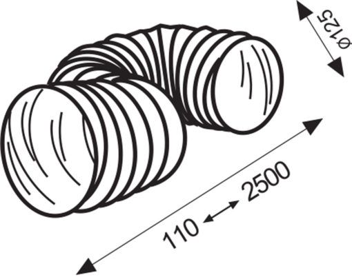 Slang flexibele pvc met 125 mm 2,5 meter