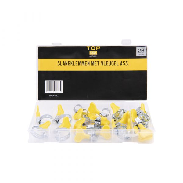 Colliers de serrage TOPGEAR avec aile ass. 26 pièces.
