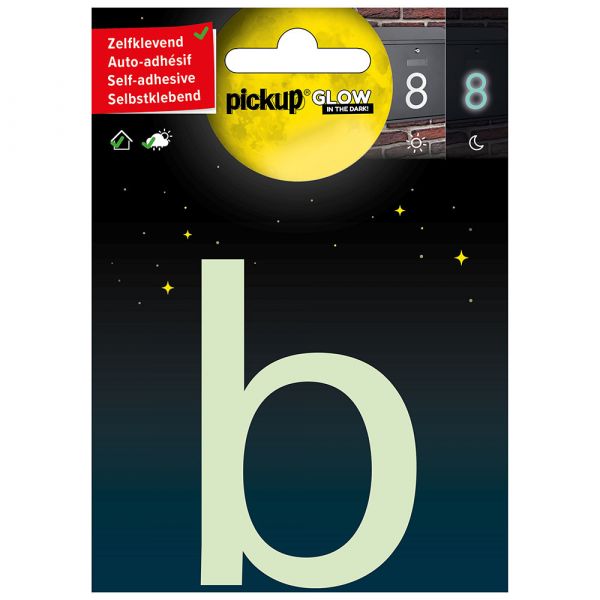 Glow in the dark letter b - 75 mm zelfklevend.