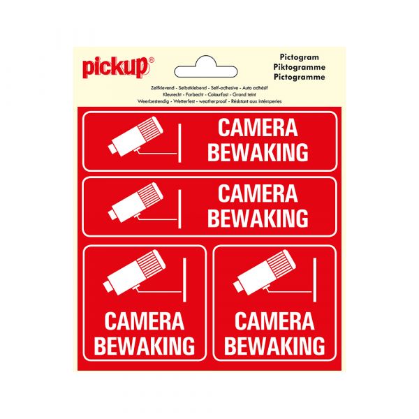 Pickup sticker camerabewaking - 150x150 mm 4 stuks.