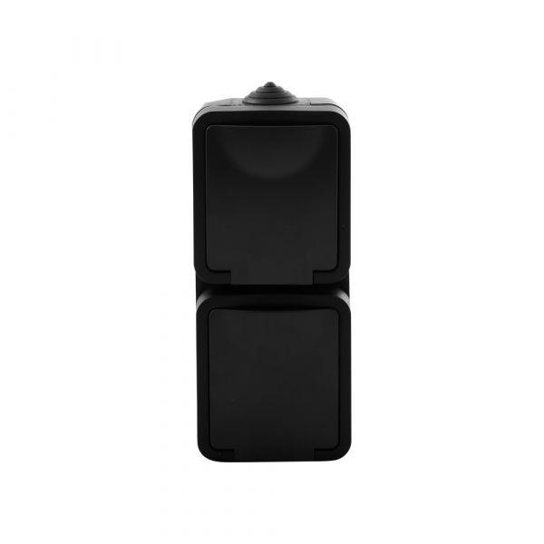 Ac conttdoos opbouw - 2-voudig - verticaal - zwart