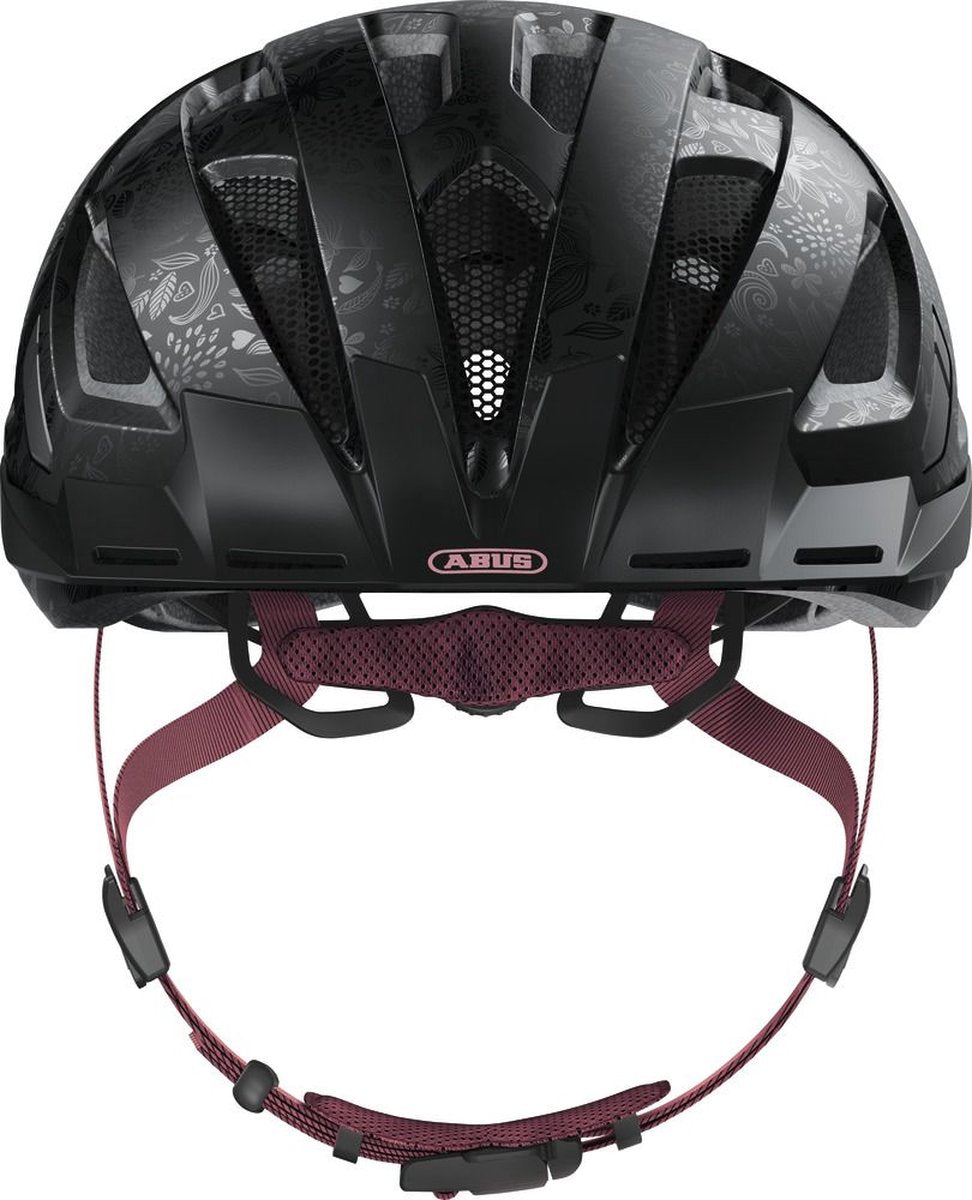 Abus fietshelm urban-i 3.0 flower art s - 51-55 cm - zwart - geschikt voor gebruik op elektrische fietsen - stadsfietsen - 250 g