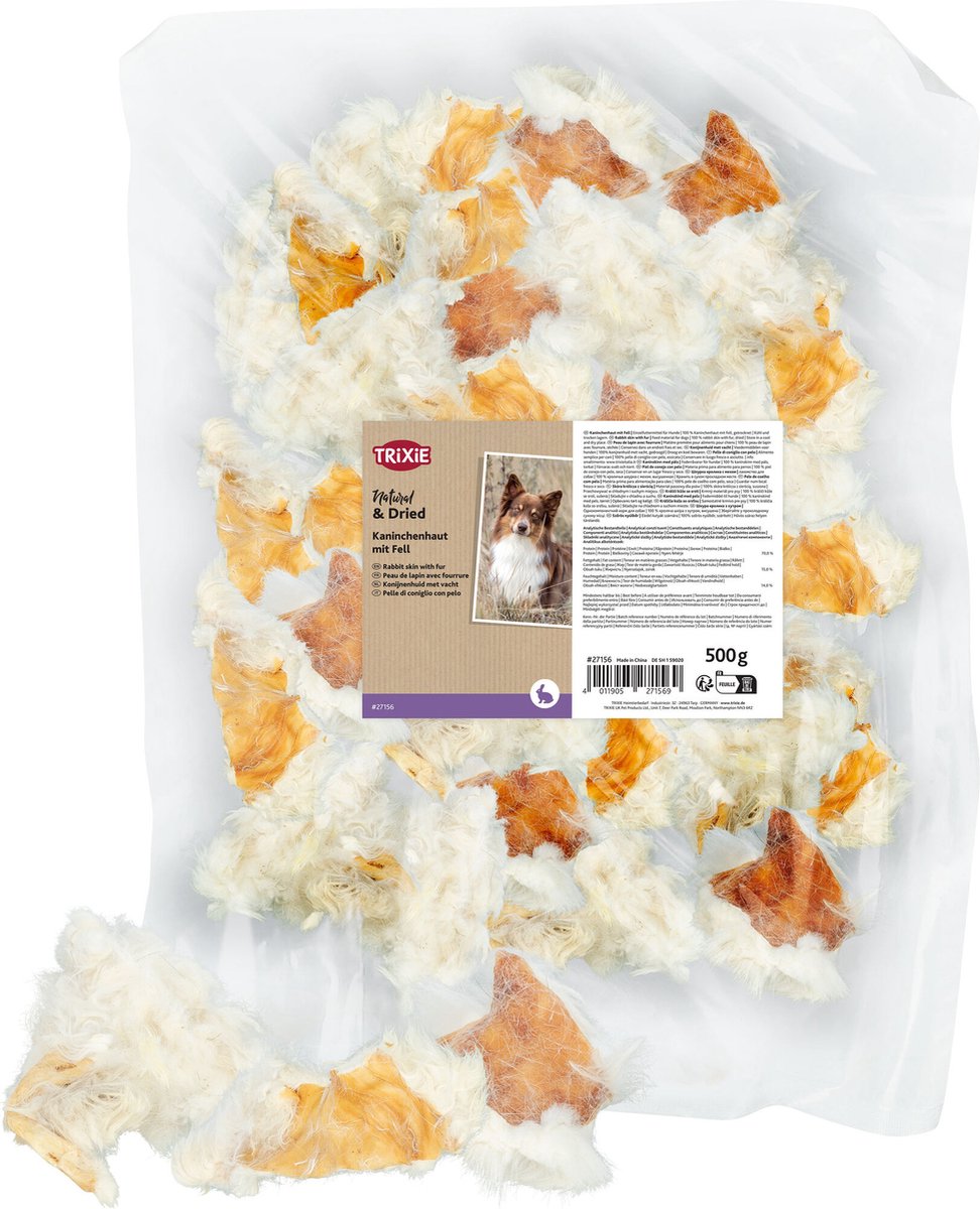 Trixie - konijnenhuid met vacht - 500 gr