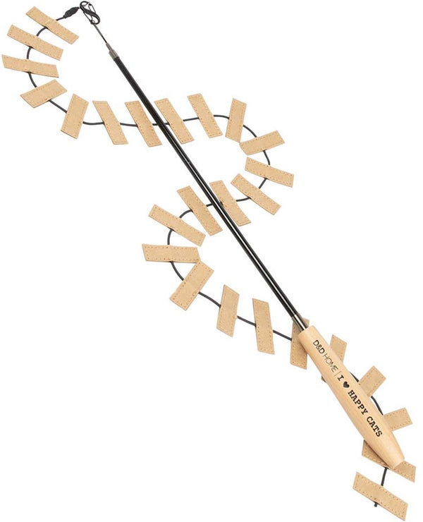 D d home i love happy cats speelhengel cooper - telescopische kattenhengel met kartonnen prooi - 106 cm - zwart beige