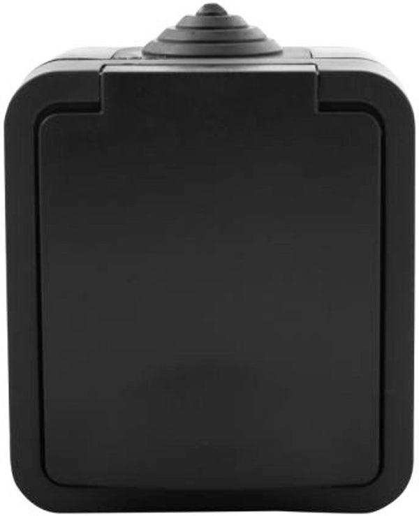 Q-link contactdoos opbouw - 1-voudig - met randaarde - spatwaterdicht ip54 - zwart