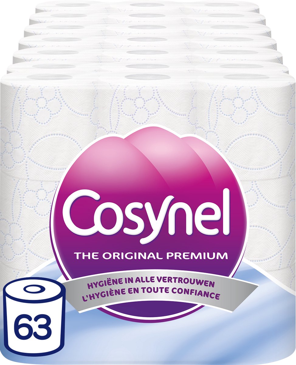 Cosynel toiletpapier - 63 rollen - blauw textuur - 3-laags - voordeelverpakking