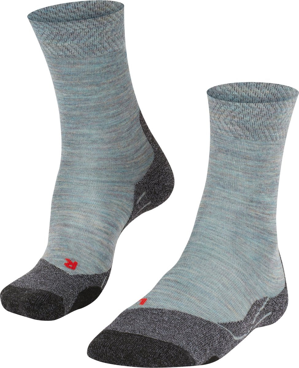 Falke tk2 melange anti-blaar dik wol functioneel materiaal wandelsokken dames blauw - maat 37-38