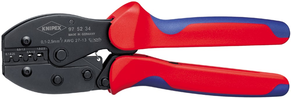 Knipex preciforce 97 52 34 sb krimptang (rood blauw, isolieren, crimpen 0,1 - 2,5mm²)