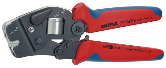 Knipex zelfinstellende krimptang met voorinvoering 975309 (vierkant-krimp automatisch, met openingsveer)