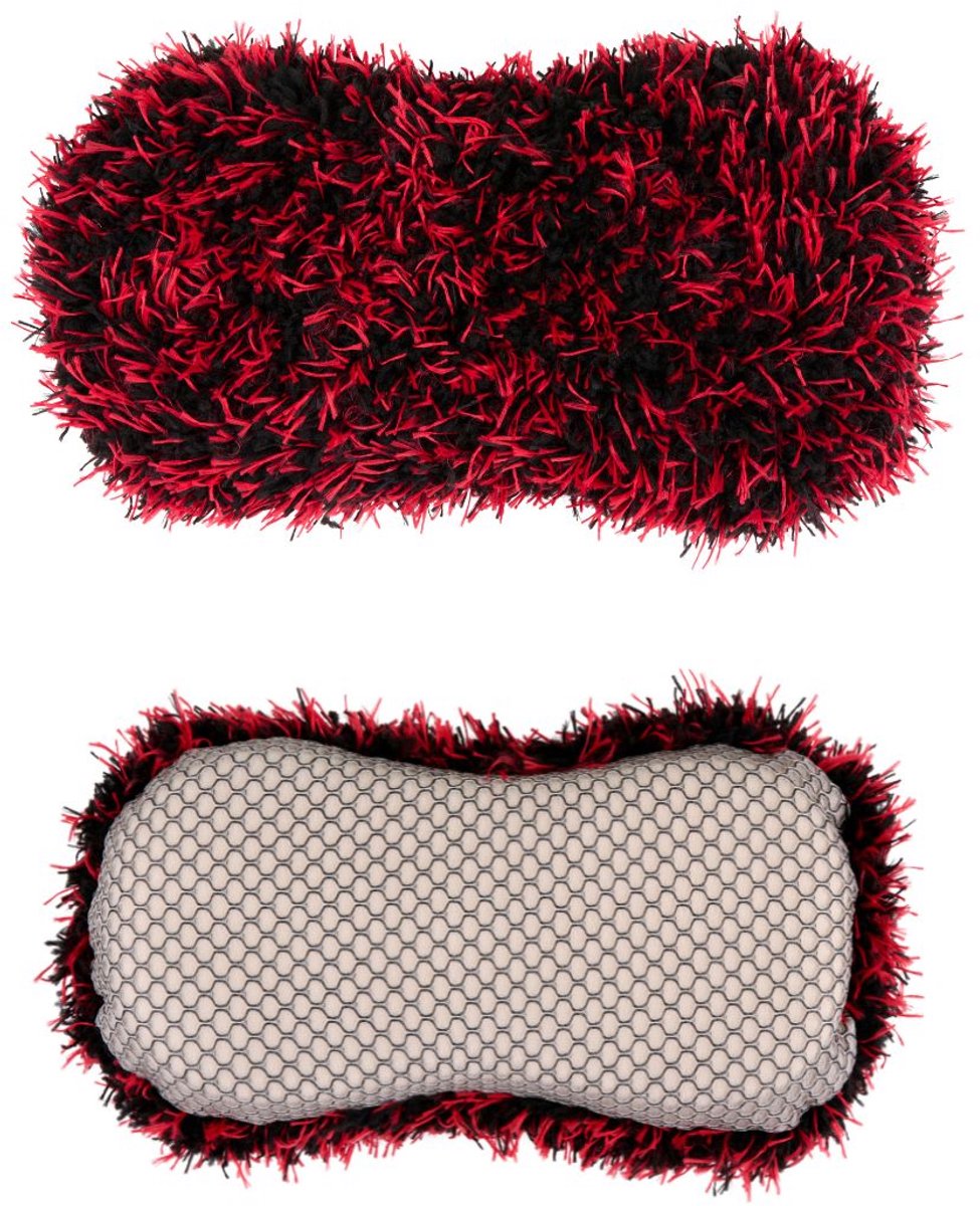 Dirt devil - auto spons - car sponge 2-in-1 - spons met microvezel en insectenzijde - autospons microvezel voor verwijderen van insecten - 26 x 12 x 6 cm - zwart rood