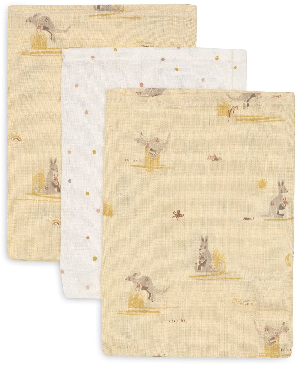 Jollein hydrofiel monddoekje - 15x20cm - kangaroots - 3 stuks