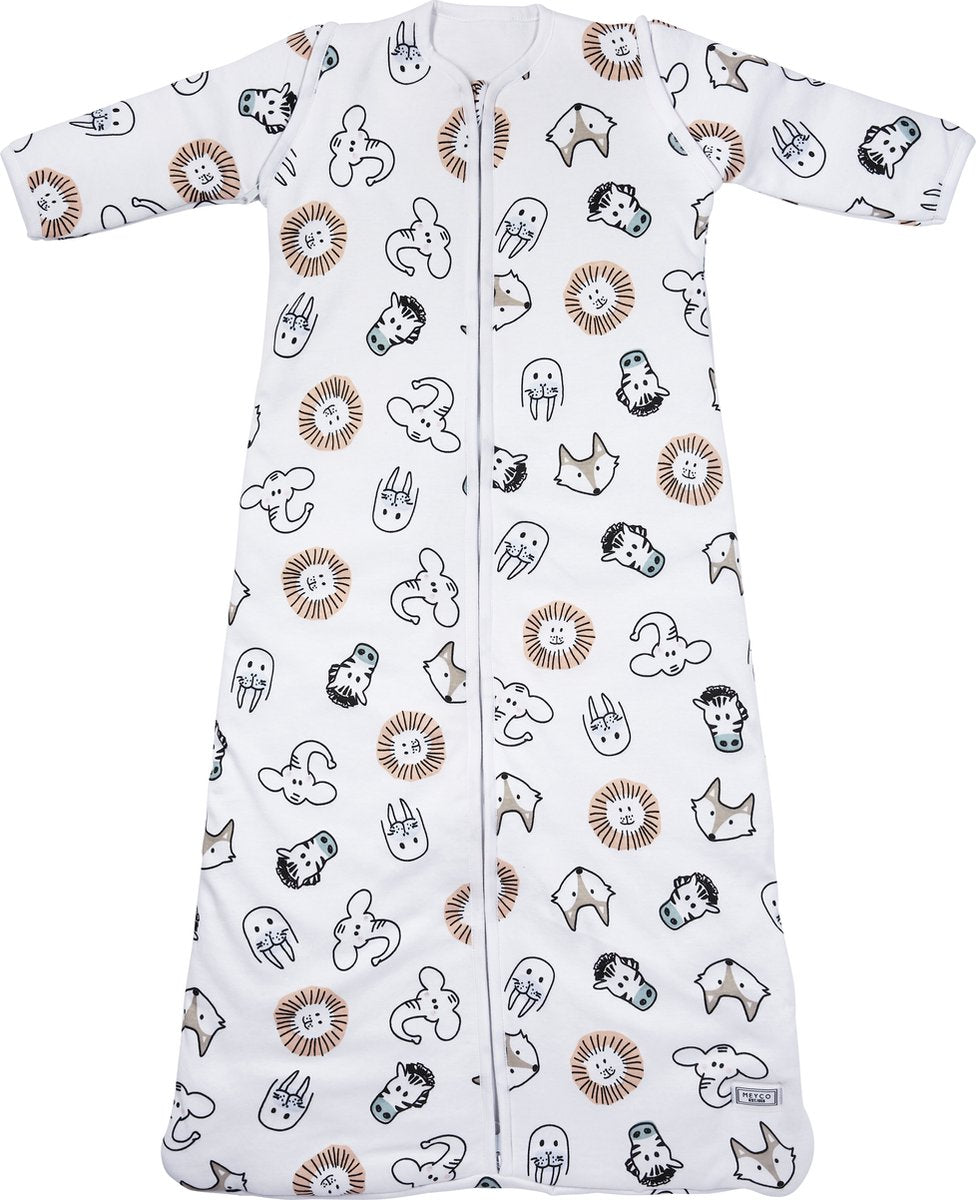 Meyco baby slaapzak winter animal - afritsbare mouwen - multicolour - 70cm - winterslaapzak