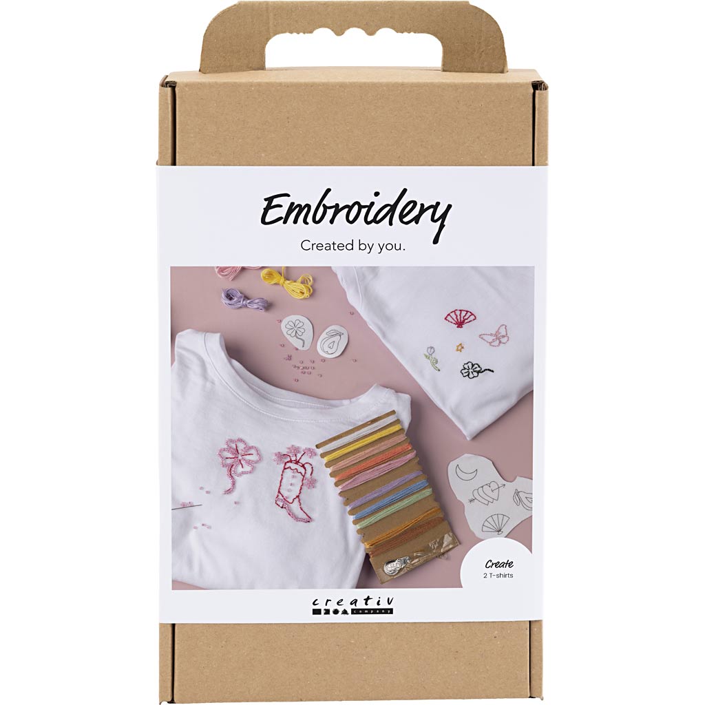 Creativ company hobbyset borduurwerk t-shirt wit