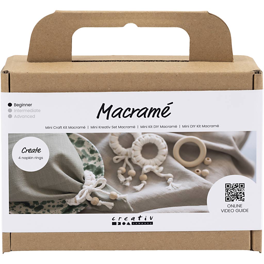 Creativ company mini hobbyset macramé servetring gebroken wit