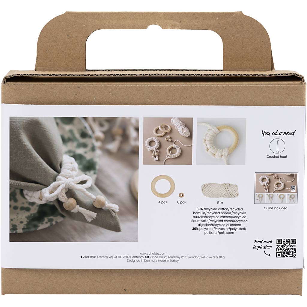 Creativ company mini hobbyset macramé servetring gebroken wit