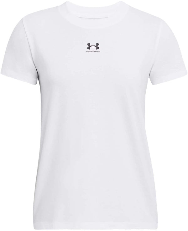 Under armour ua rival core ss-wht dames sportshirt - wit - zwart l