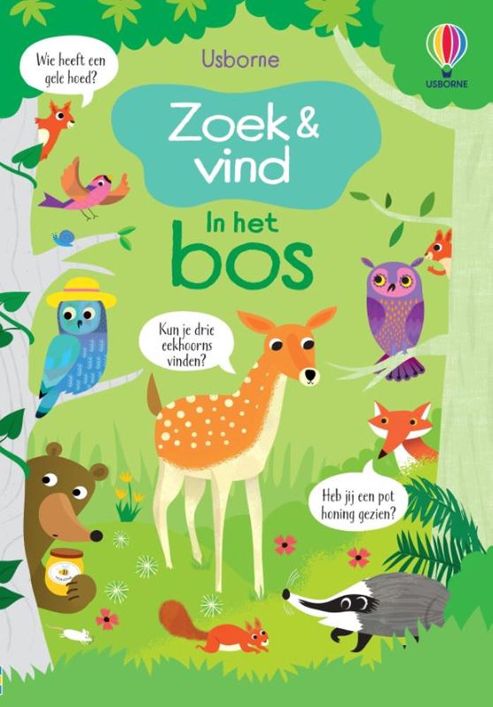 Zoek en vind, in het bos. 4+