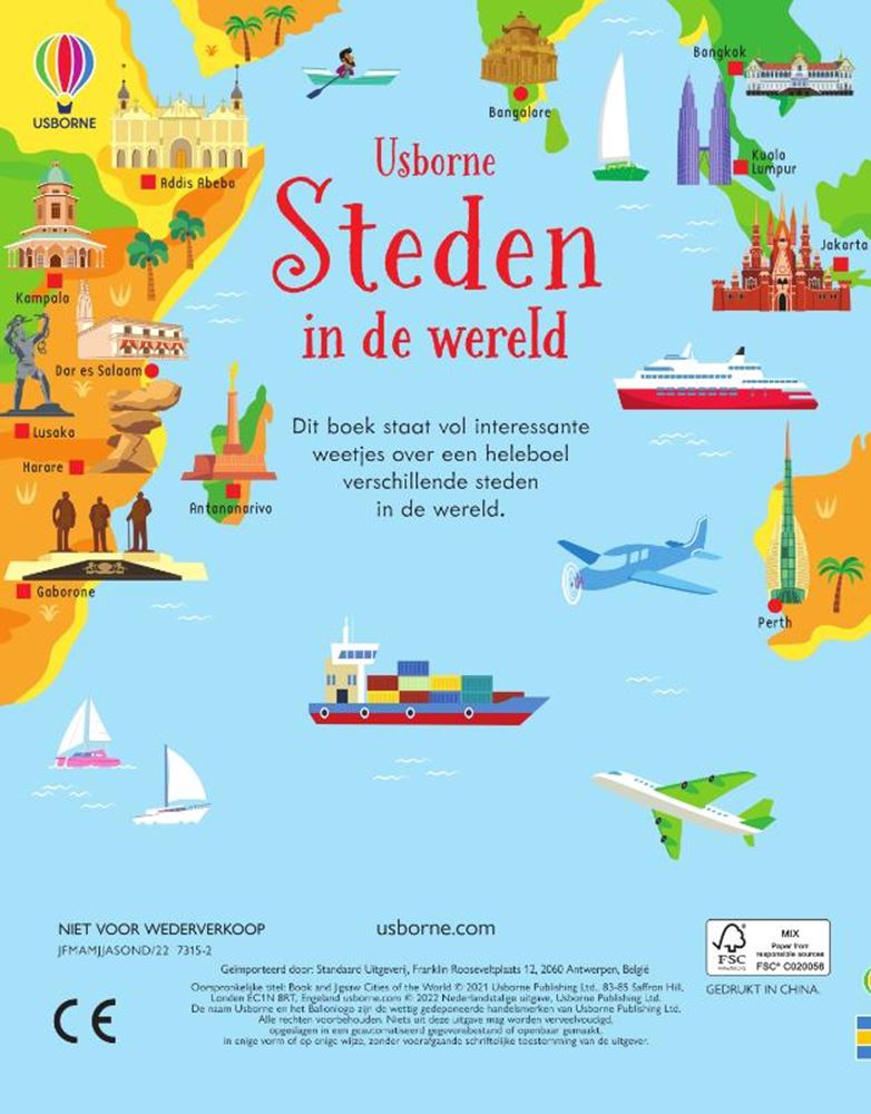 Boek met puzzel, steden in de wereld. 5+