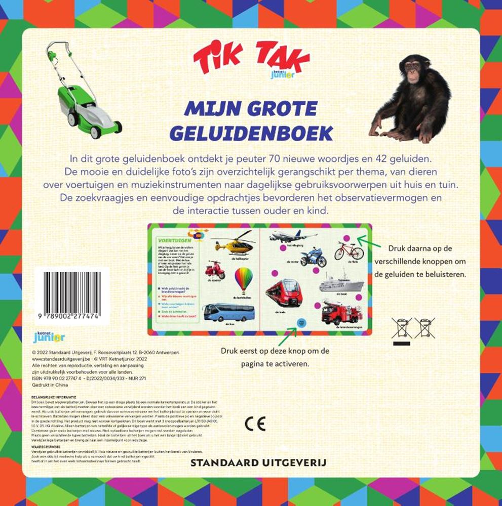 Tik tak grote geluidenboek, 42 geluiden.