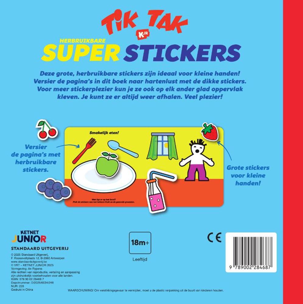 Kartonboek: tik tak: superstickers 1+