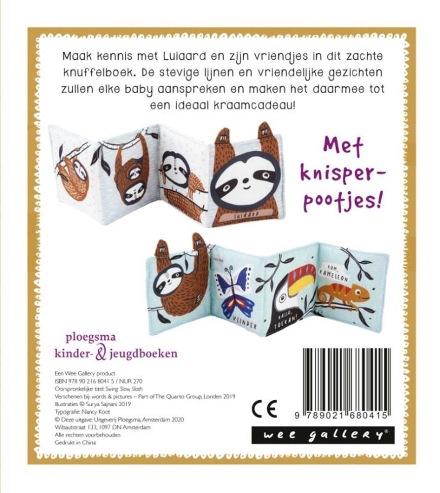 Wee gallery stoffen knuffelboekje luiaar