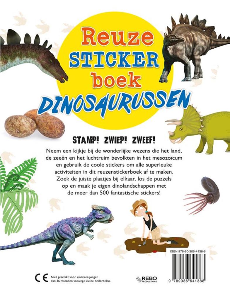 Rebo uitgeverij reuzestickerboek dinosaurussen