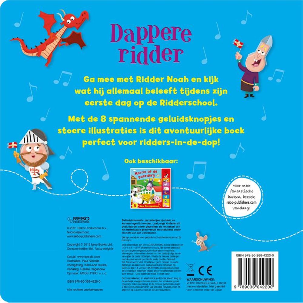 Rebo uitgeverij geluidenboek dappere ridder