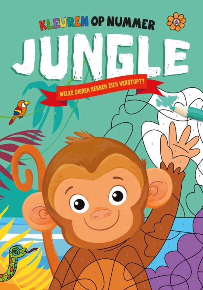 Rebo uitgeverij jungle - kleuren op nummer