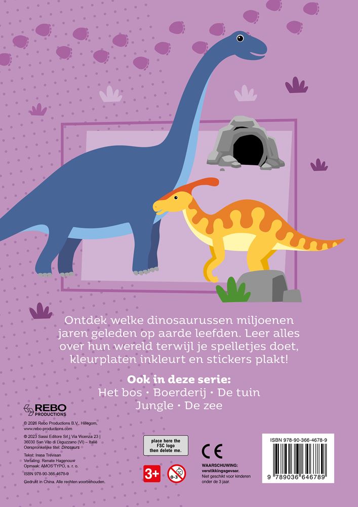 Stickerboek dinosaurus - 60 stickers. 3+