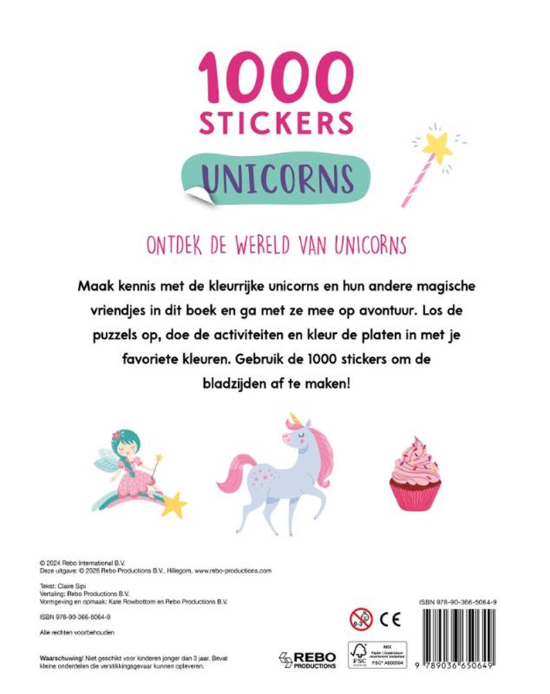 Rebo publishers unicorns friends - 1000 stickers 4+