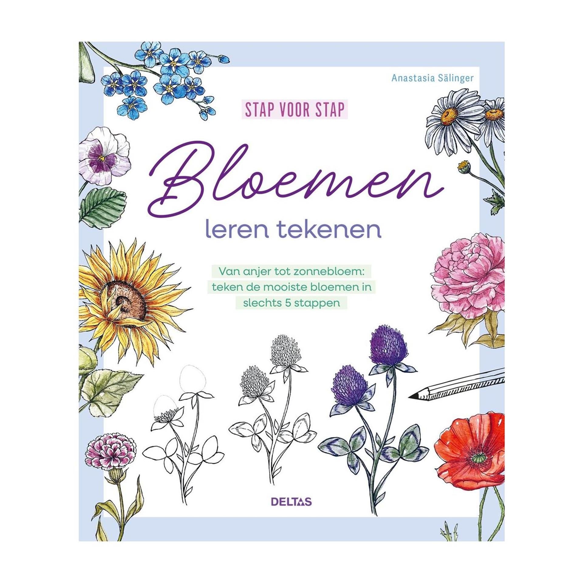 Deltas stap voor stap bloemen tekenen