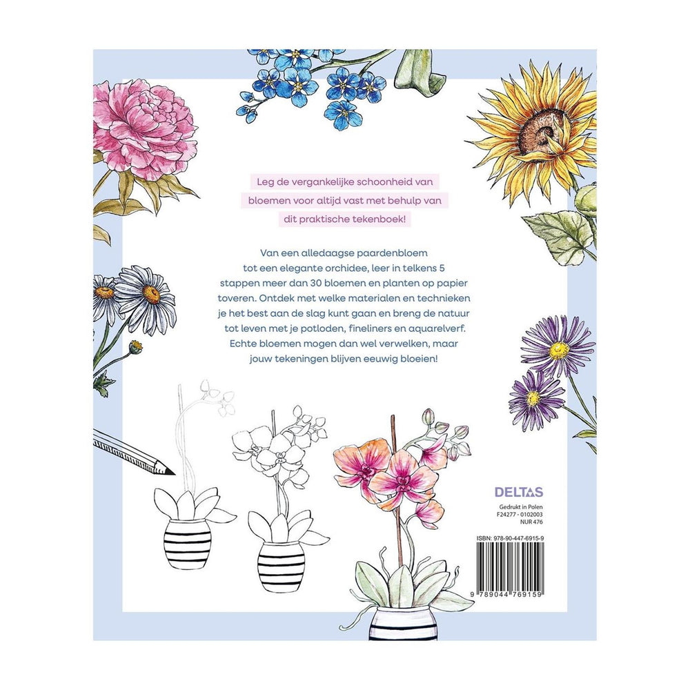 Deltas stap voor stap bloemen leren tekenen