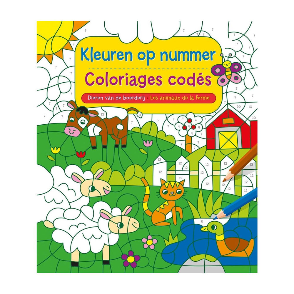 Deltas dieren van de boerderij - kleuren op nummer