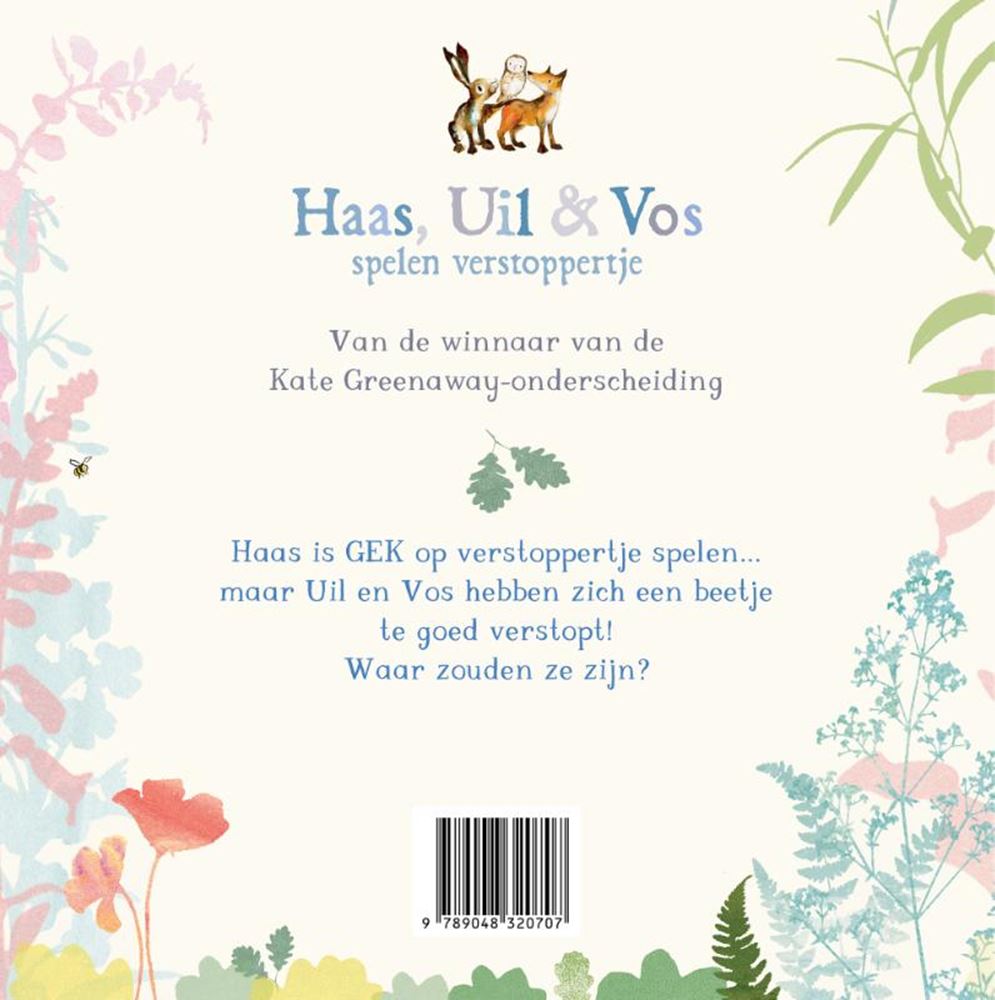 Haas, uil vos spelen verstoppertje. 3+