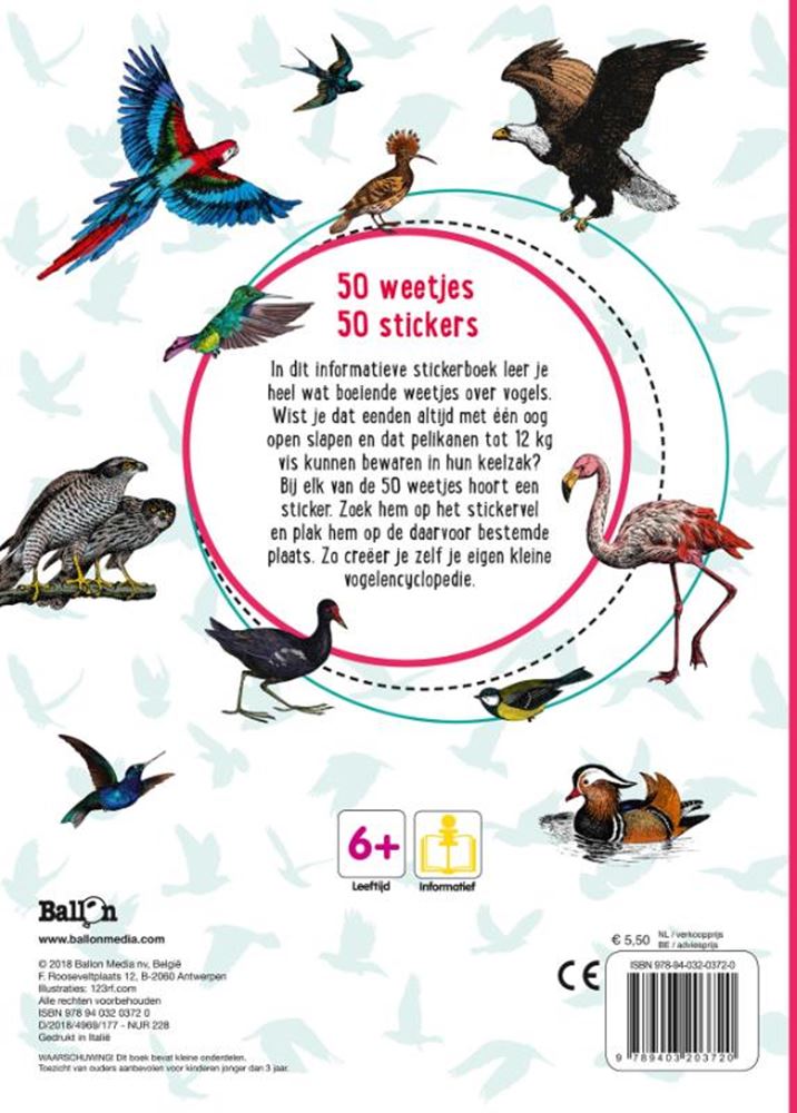 Vogels. 50 weetjes, 50 stickers.