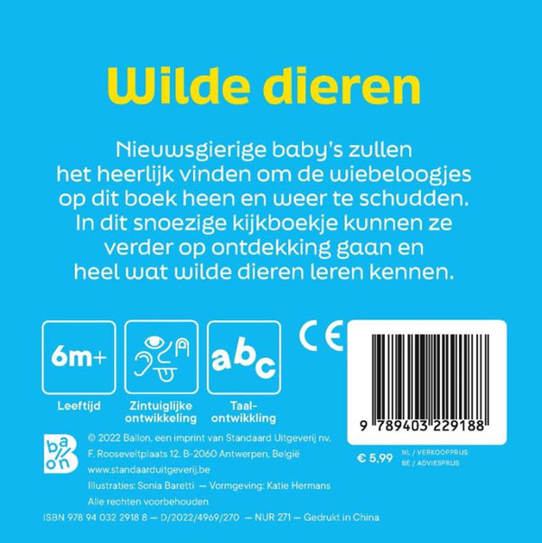 Standaard uitgeverij wilde dieren - kartonboek met wiebeloogjes