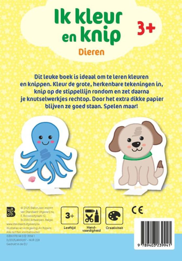 Ik kleur en knip: dieren 3+