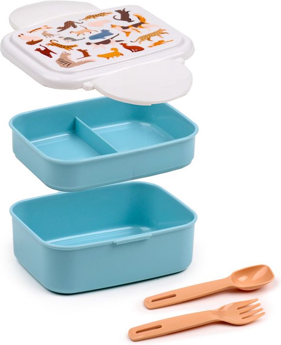 Feline fijne kat clip bentobox lunchtrommel met bestek