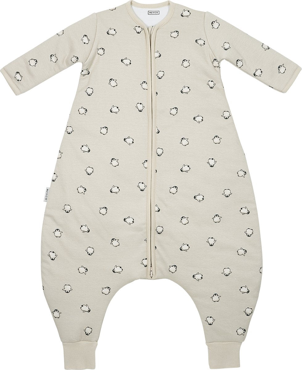 Meyco baby penguin baby winter slaapoverall jumper met vaste mouw - soft sand - 104cm - 2.5 tog