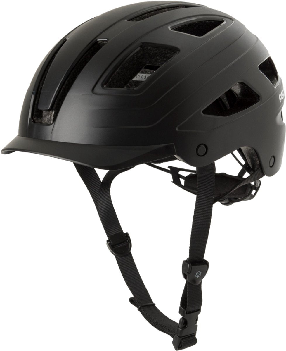 Agu cit-e - helm - unisex - zwart - 52-58cm - met led-achterlicht - direct-dial verstelsysteem - 13 ventilatieopeningen - beschermend klepje - gerecycled materiaal s m