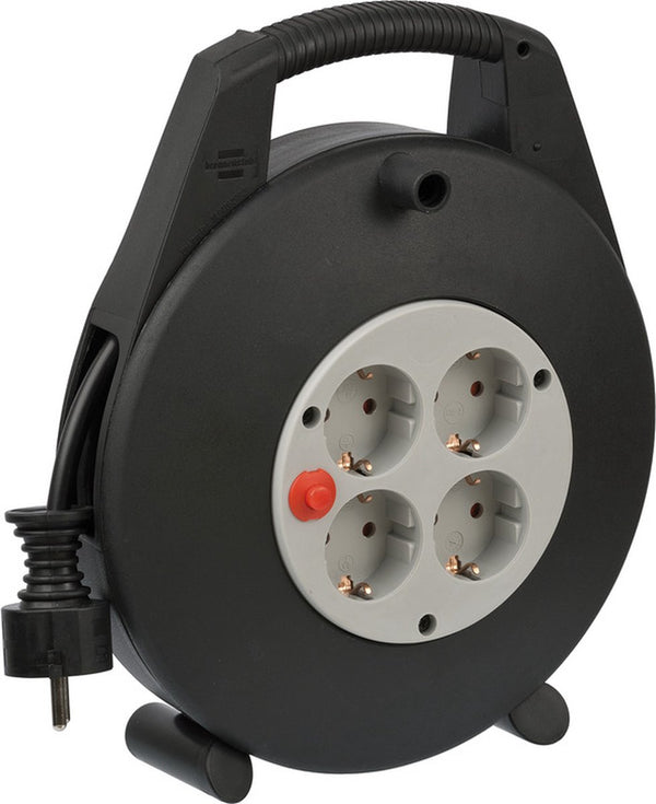 Brennenstuhl vario line cable box 4-way mini cable reel (indoor cable reel for domestic use, 10m cable, made in germany) black grey