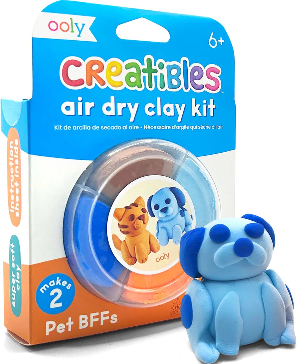 Ooly - creatibles - mini air dry clay kit - pet bff's - 4 kleikleuren