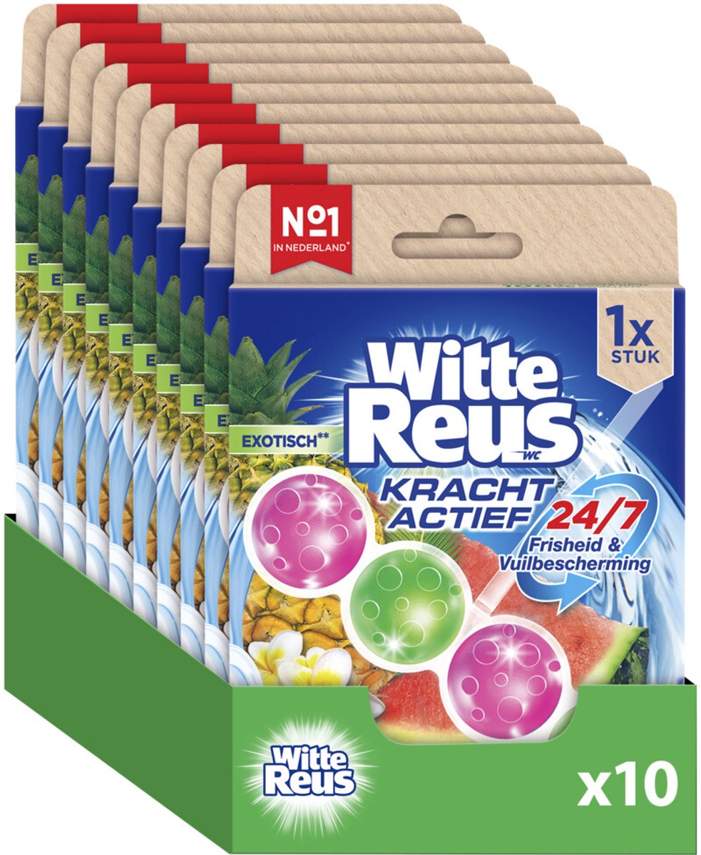 Witte reus kracht actief exotisch toiletblok 50g - wc blokjes - voordeelverpakking - 10 stuks