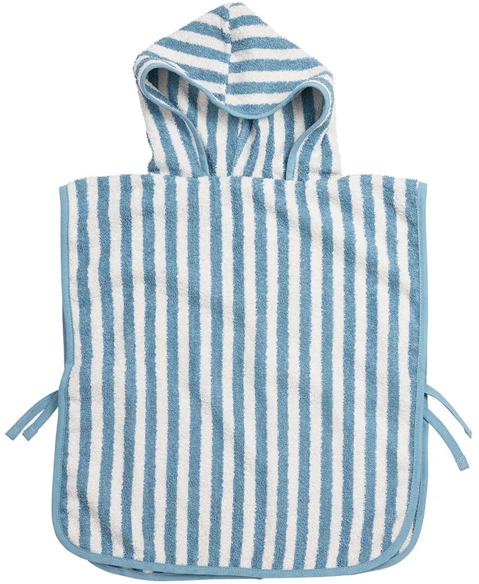 Meyco baby fat stripe badponcho - jacquard badstof - jeans blue - 1-3 jaar