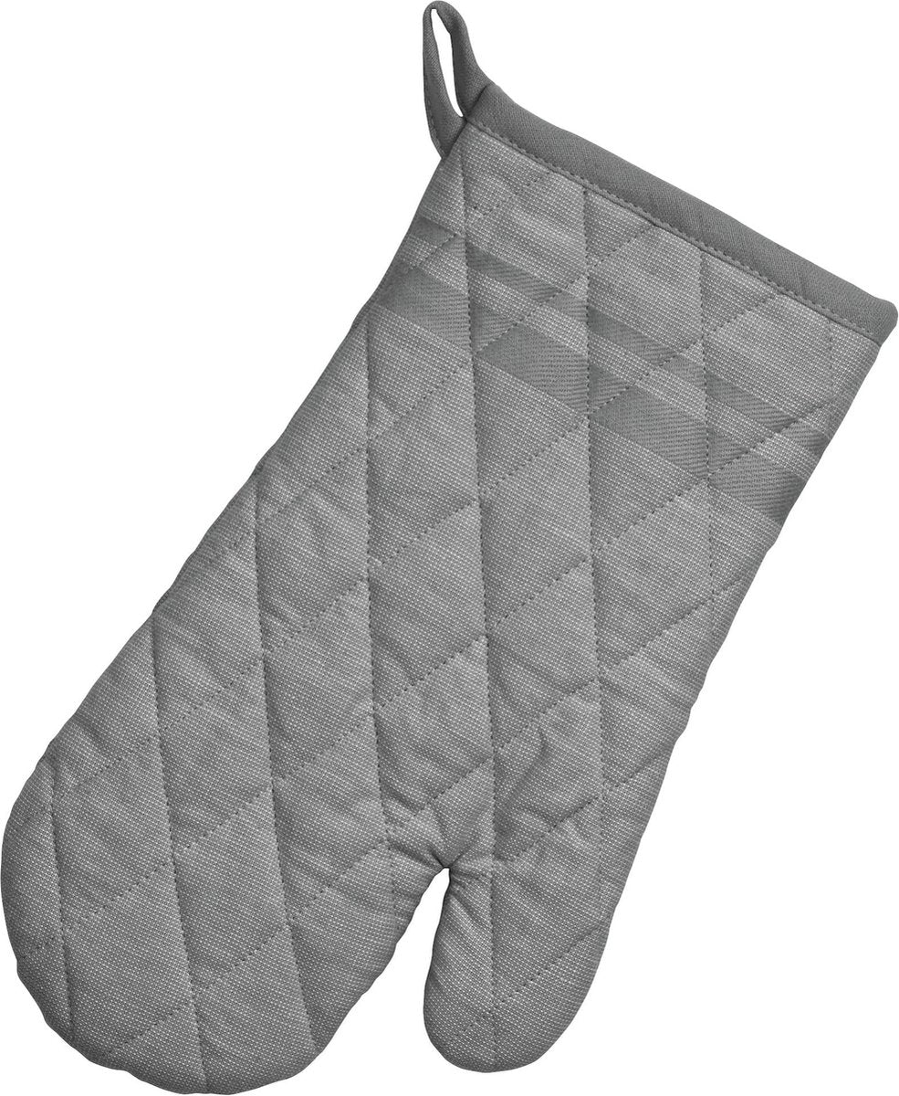 Kela ovenwant, ovenhandschoen, set van 4 stuks, katoen, donker grijs met streep, 31 x 18 cm - | tia