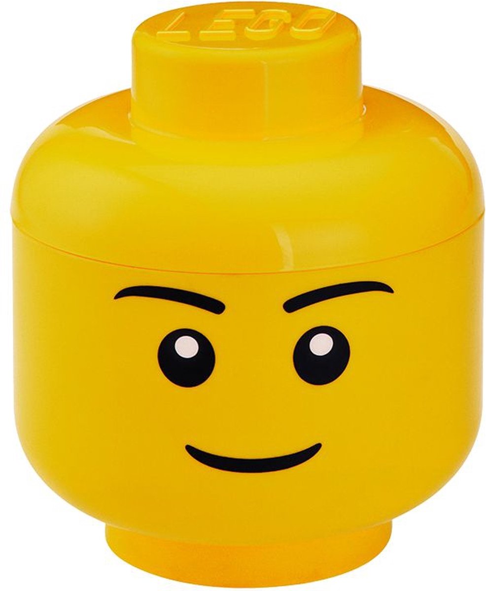 Lego opbergbox iconic hoofd boy 16 cm, geel -